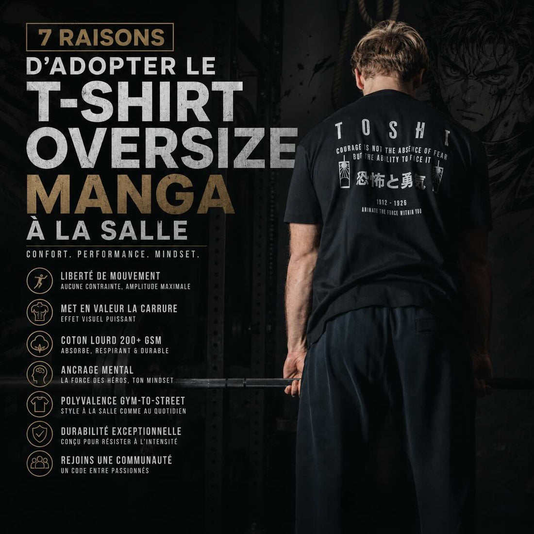 7 raisons d'adopter le t-shirt oversize manga TOSHI : musculation, style anime et coton lourd