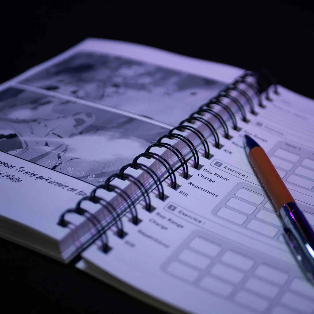 Logbook musculation Force du Nindô inspiré de Naruto - Suivi d'entraînement et progression, carnet d'entraînement pour musculation et fitness