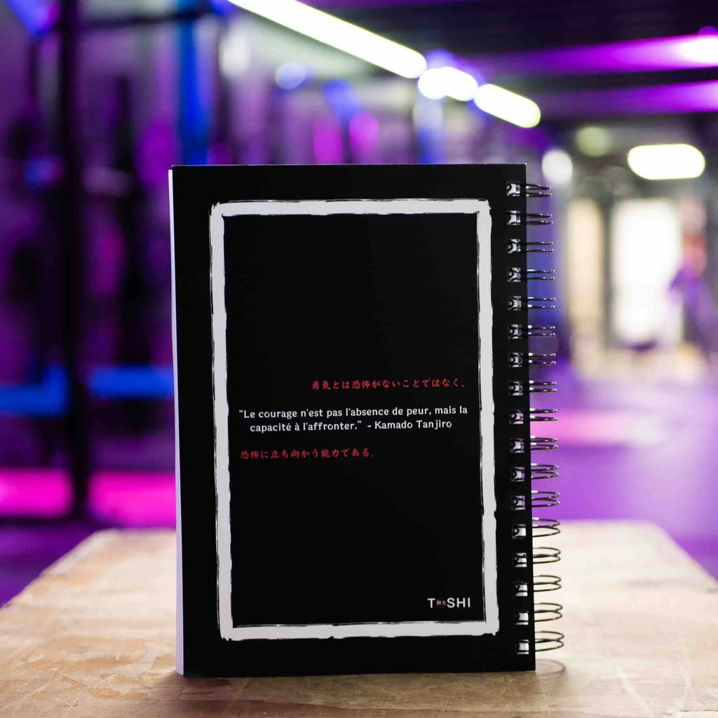Logbook Musculation Volonté d'Acier inspiré de Demon Slayer - Suivi d'entraînement et progression, carnet d'entraînement pour musculation et fitness