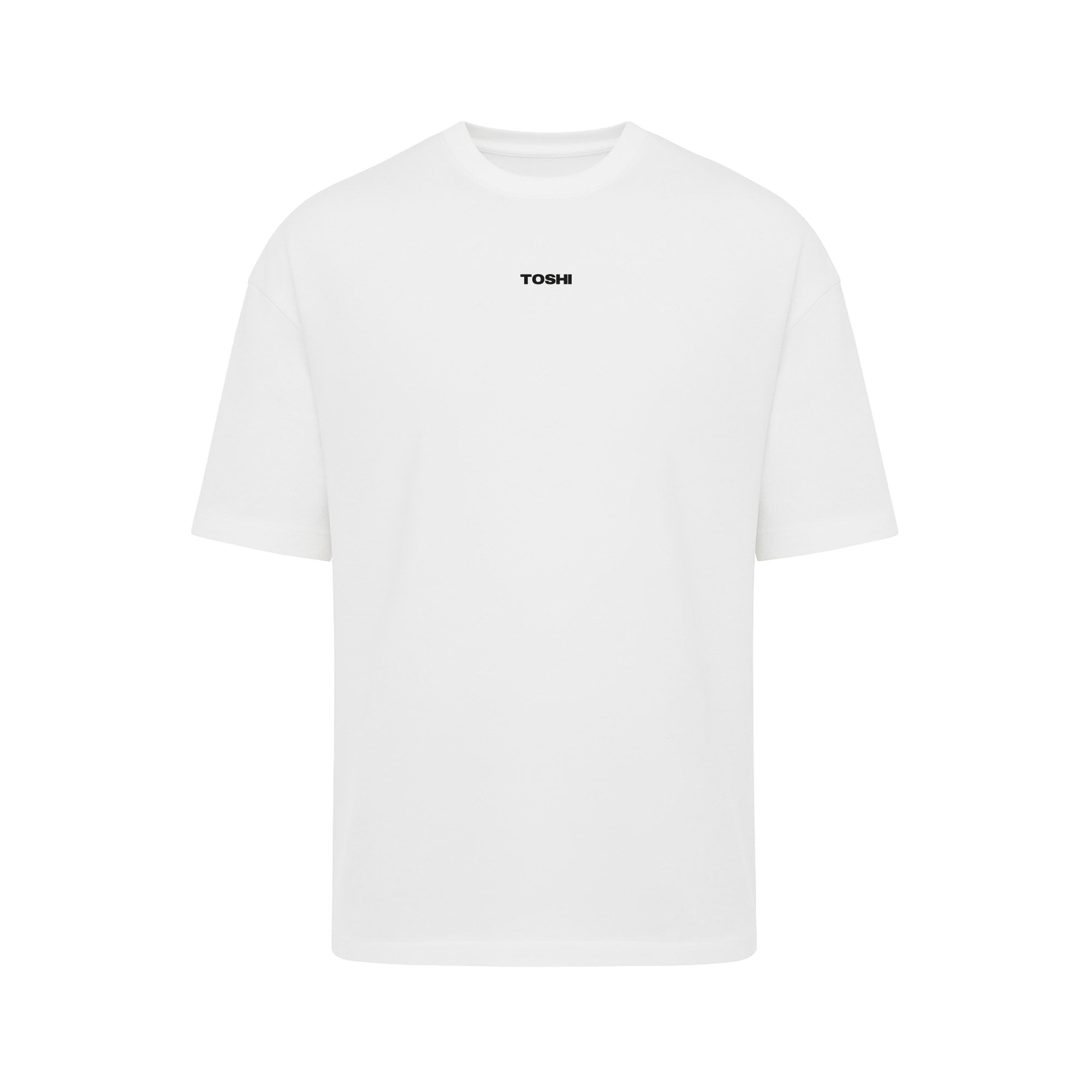 T-shirt oversize blanc TOSHI pour homme, inspiré de l’univers des mangas et animes, style japonais et streetwear sportif.