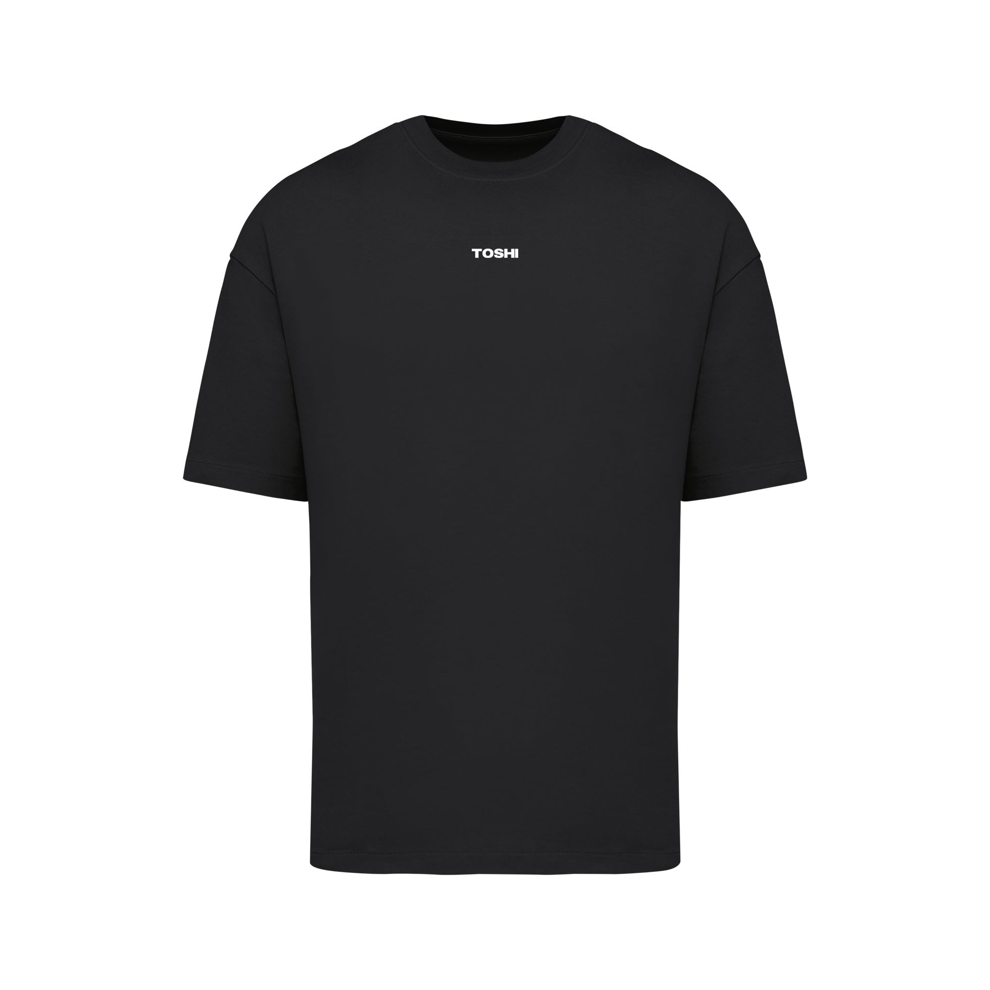 T-shirt oversize noir TOSHI pour homme, inspiré de l’univers des mangas et animes, style japonais et streetwear sportif.