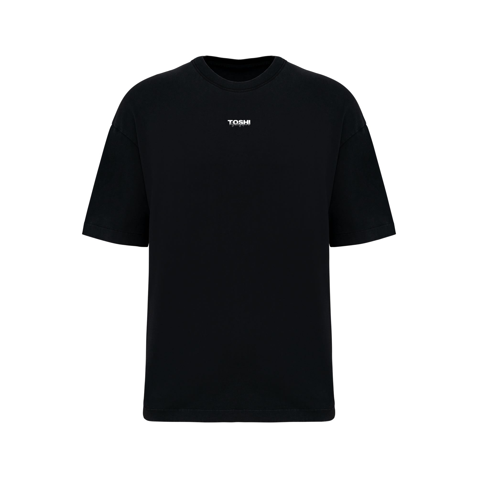 T-shirt oversize noir TOSHI “Fighting Spirit” pour homme, inspiré de l’univers des mangas et animes, style japonais et streetwear sportif.